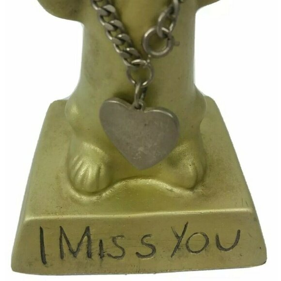 Vintage 1969 A.T. Inc Dog Figurine "I Miss You" With Tears Gold 5" - Picture 2 of 6